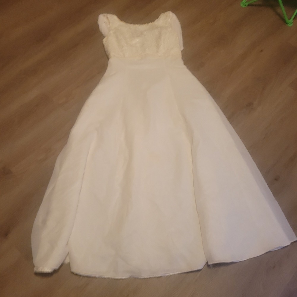 Women Wedding Dress Ivory Lace Chiffon Boho Cowl Back Bridal Gown